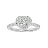 Heart Shape Diamond Halo Solitaire Ring