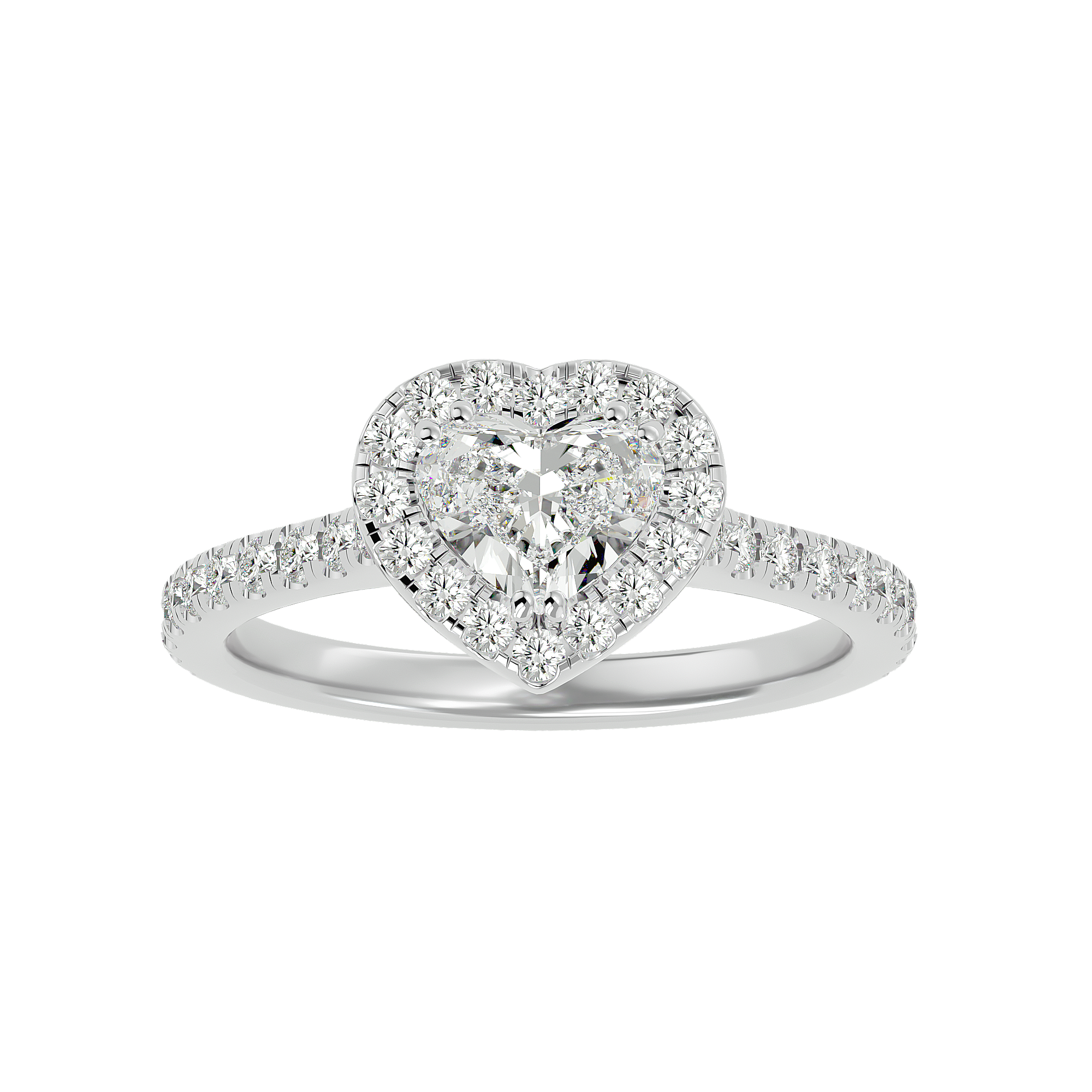 Heart Shape Halo Solitaire Ring
