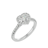 Heart Shape Diamond Halo Solitaire Ring
