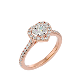 Heart Shape Diamond Halo Solitaire Ring