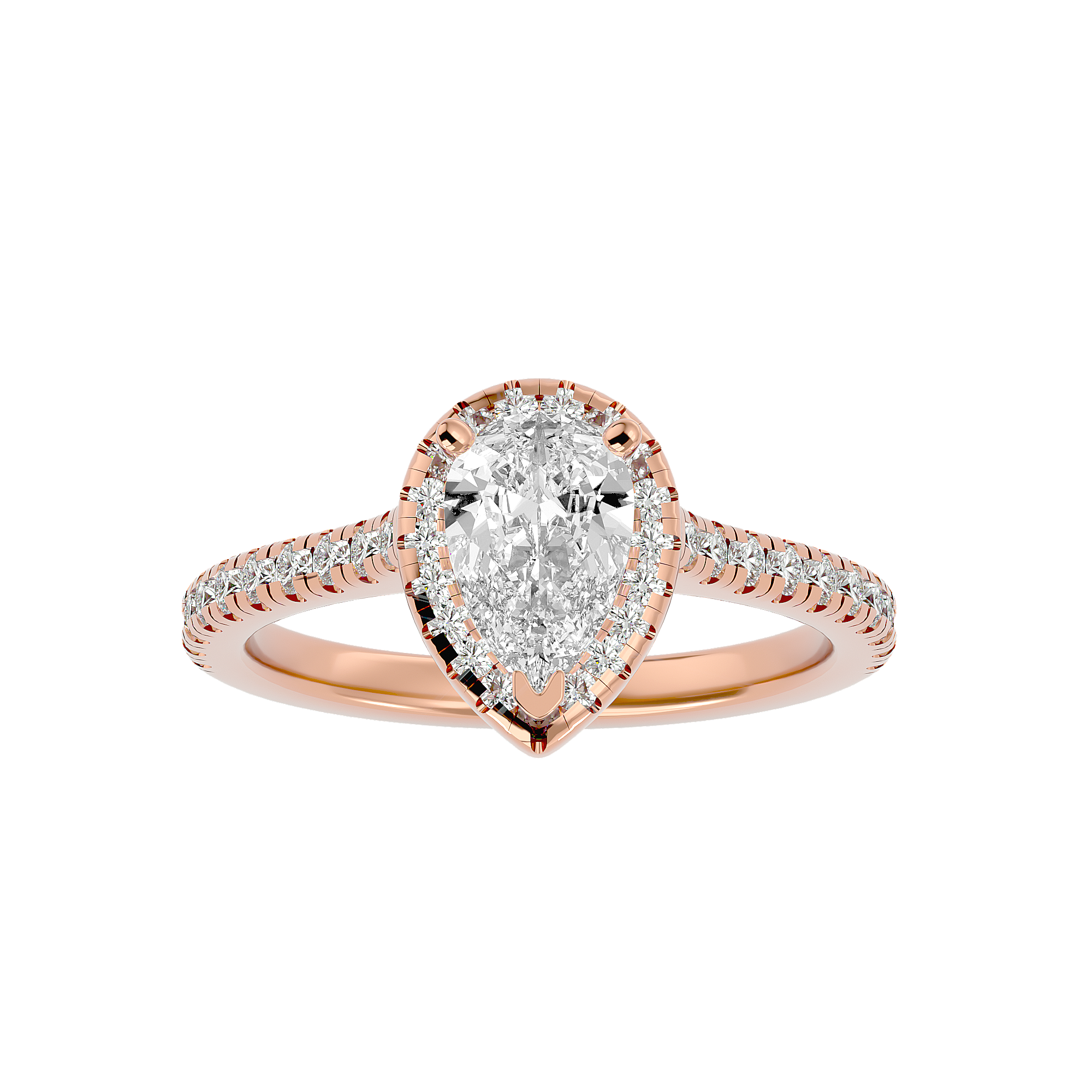 Pear Shape Halo Solitaire Ring
