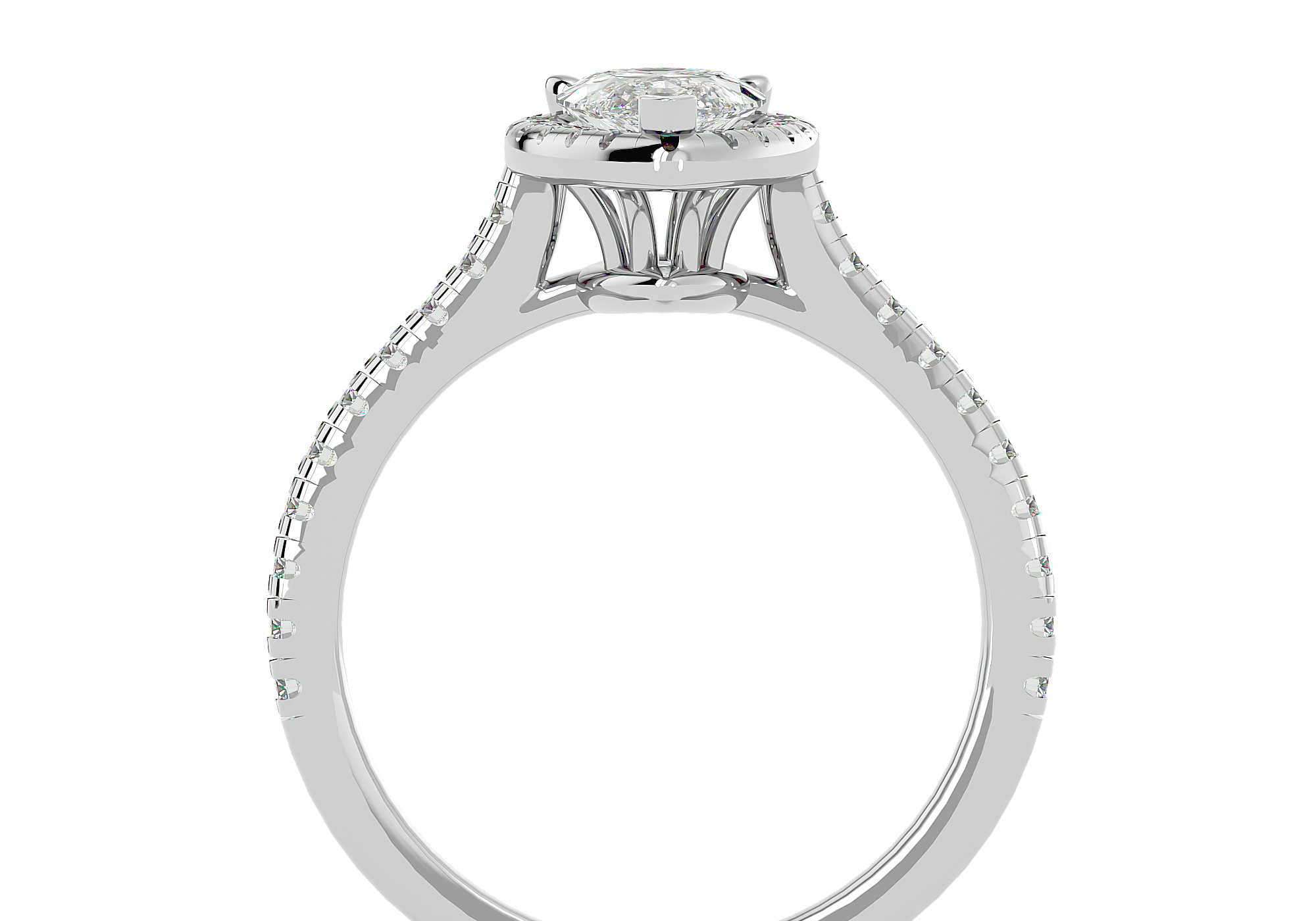 Pear Shape Halo Solitaire Ring