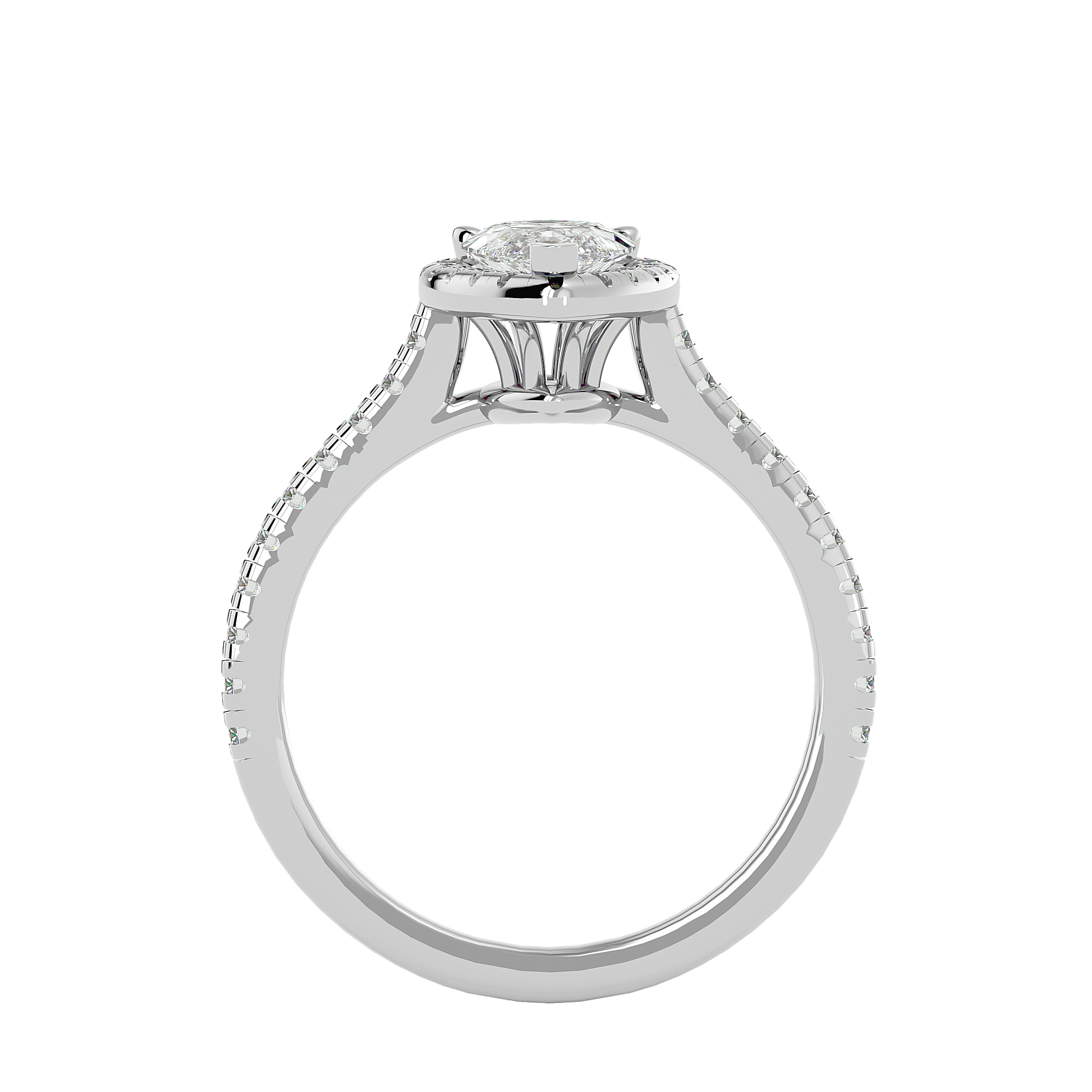 Pear Shape Halo Solitaire Ring