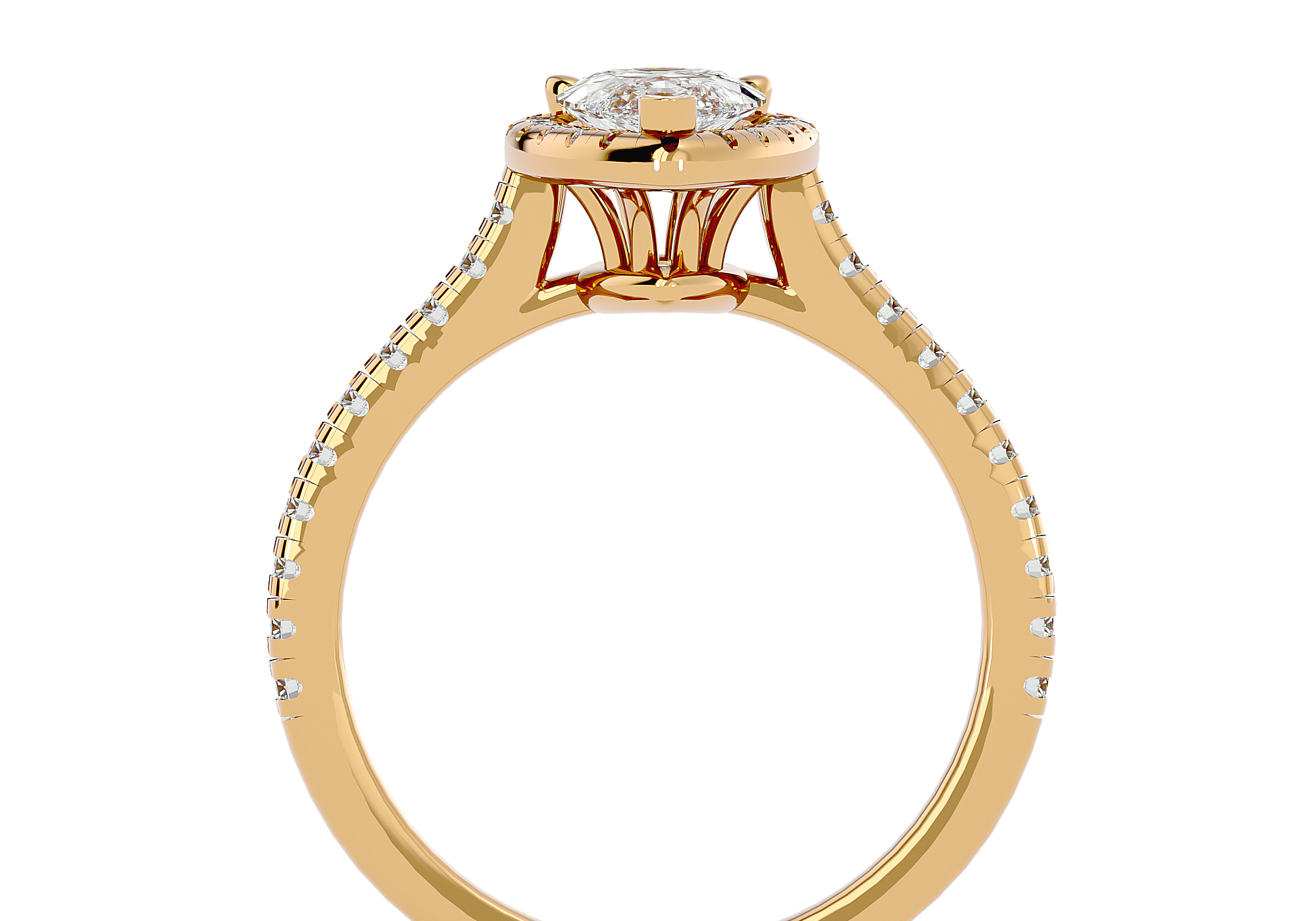 Pear Shape Halo Solitaire Ring