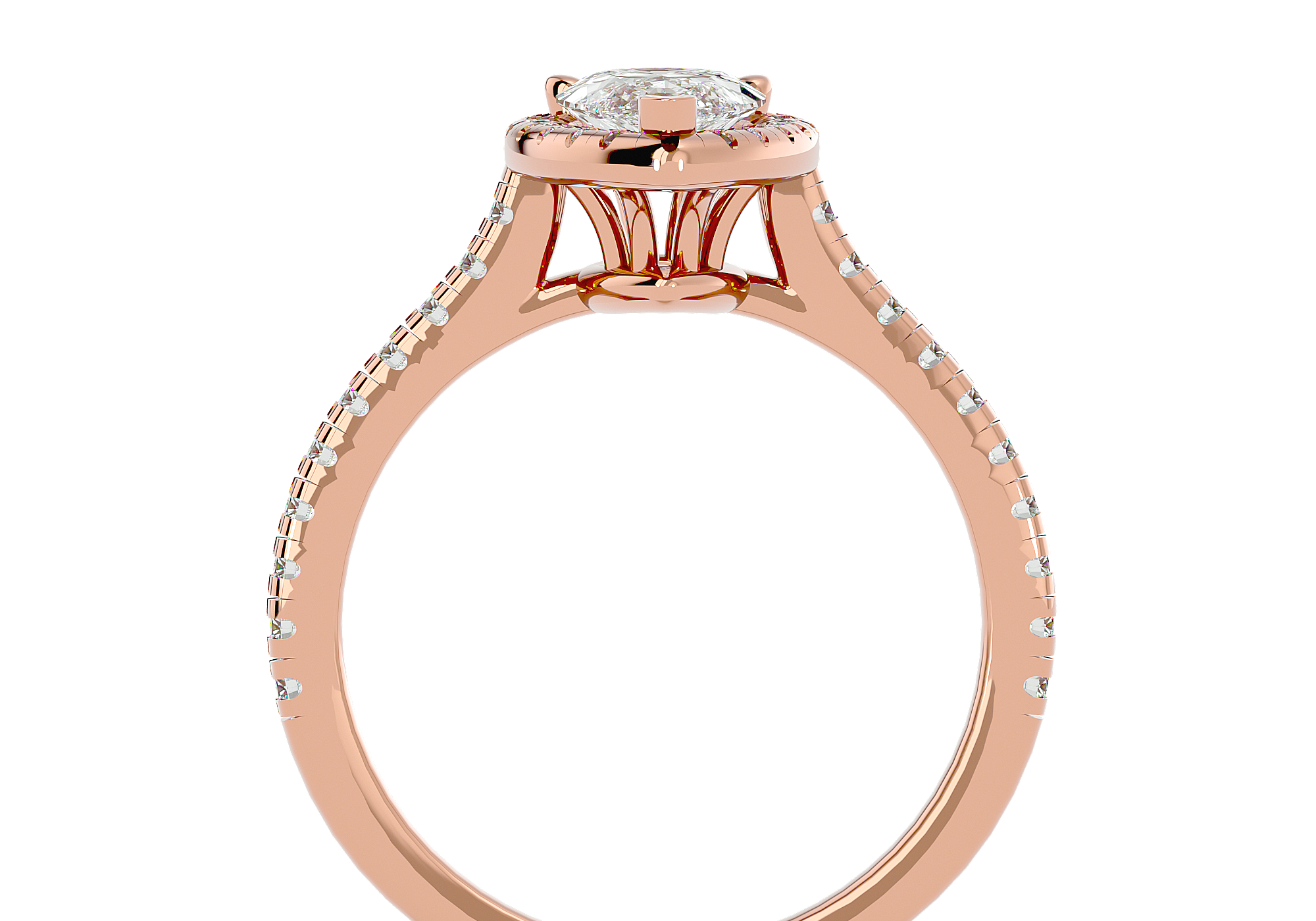 Pear Shape Halo Solitaire Ring