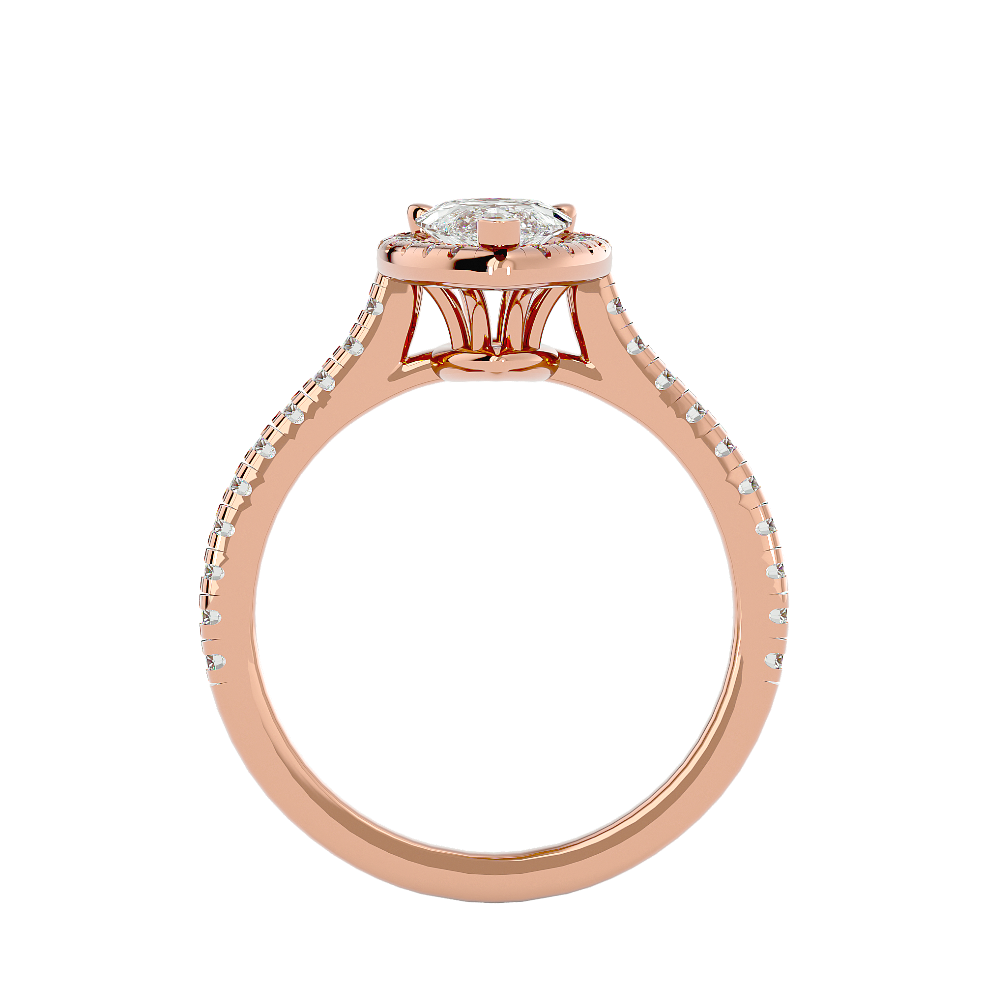 Pear Shape Halo Solitaire Ring