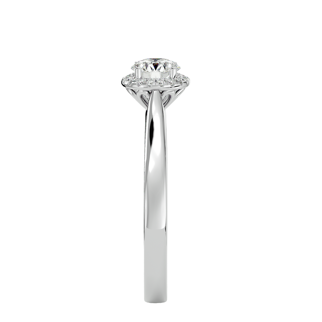 Solitaire Round Halo Diamond Engagement Ring 0.5 Carat