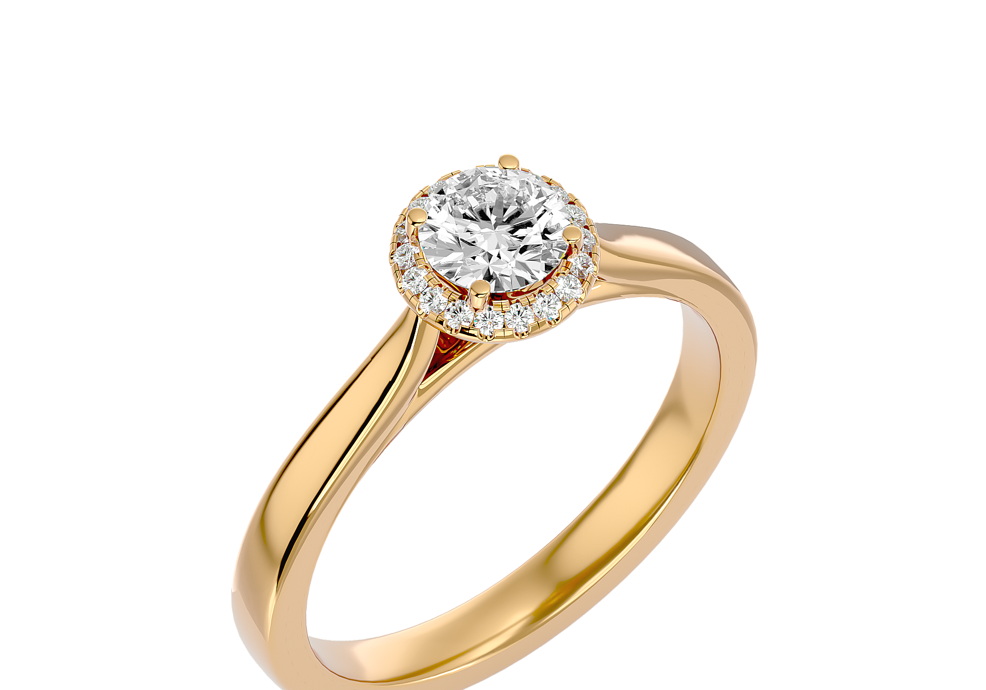 Solitaire Round Halo Diamond Engagement Ring
