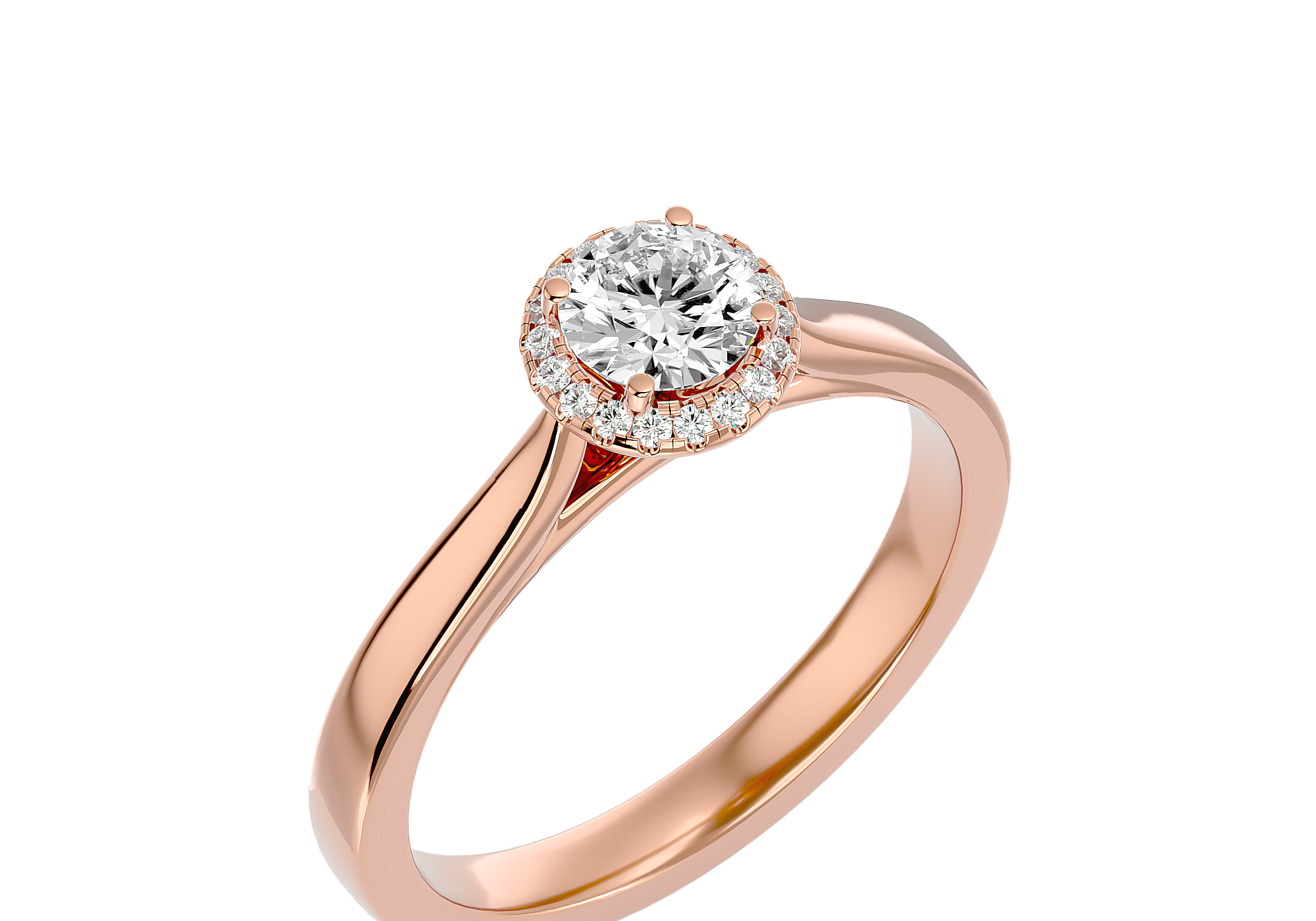 Solitaire Round Halo Diamond Engagement Ring