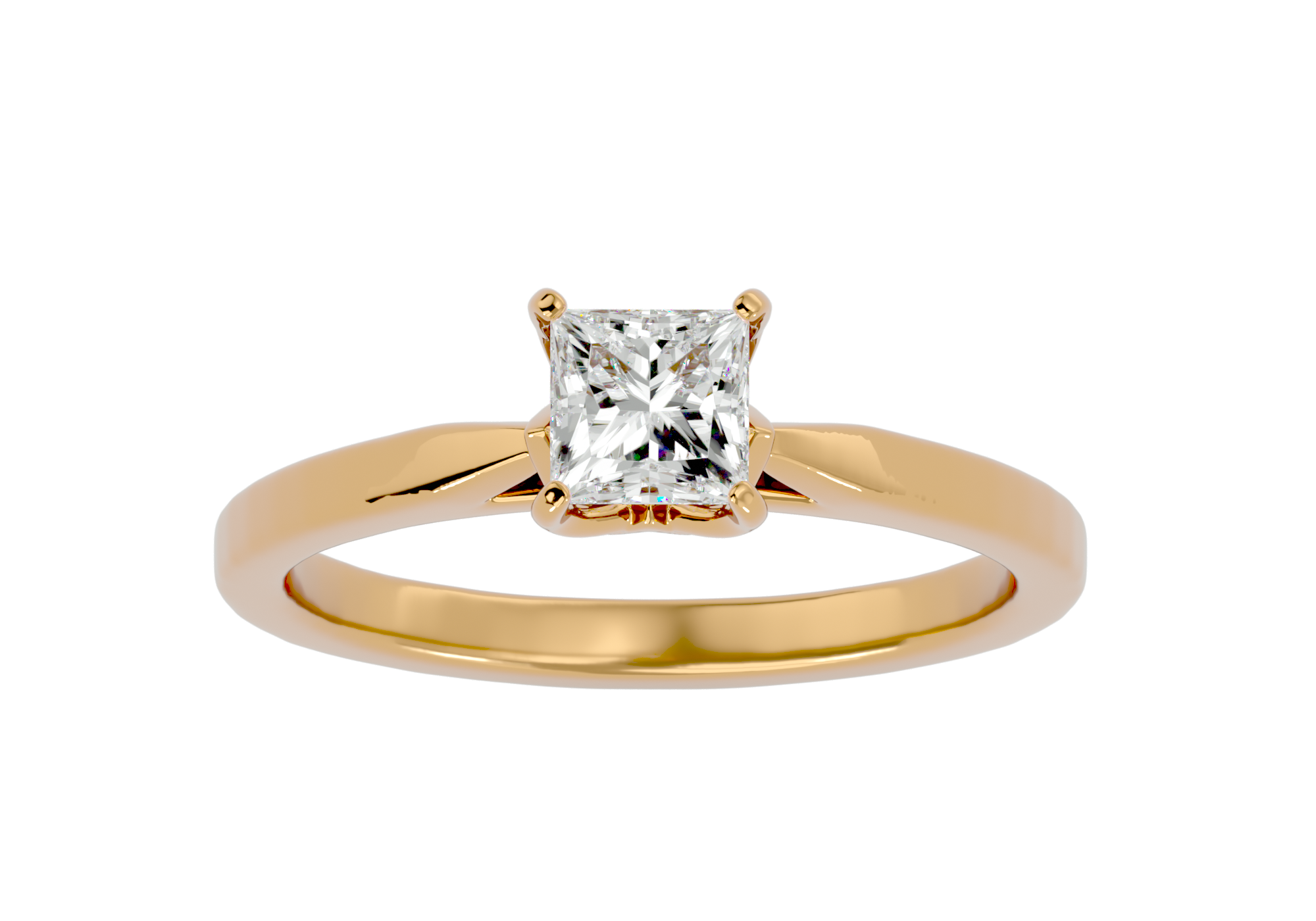 Solitaire Princess Shape Diamond 18K
