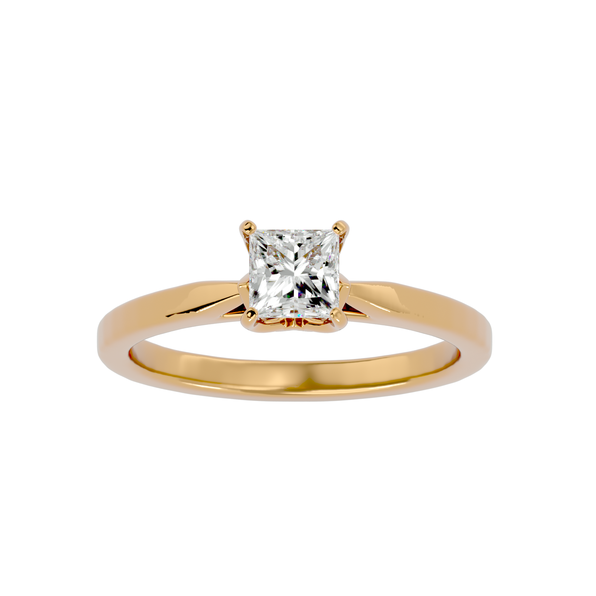Solitaire Princess Shape Diamond 18K