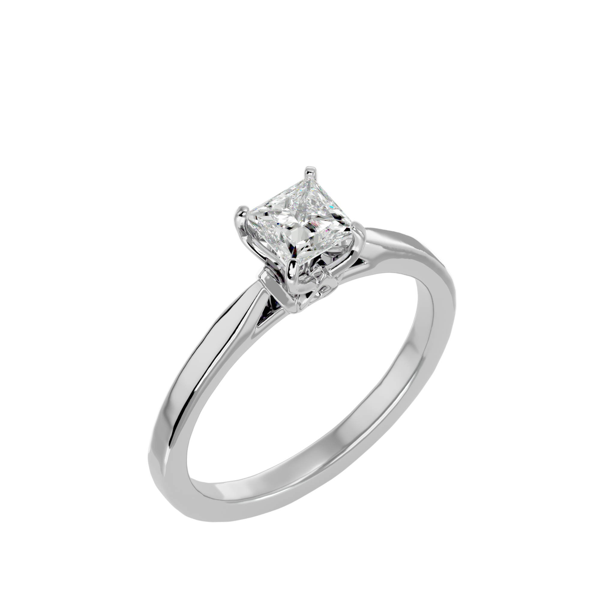 Solitaire Princess Shape Diamond 18K