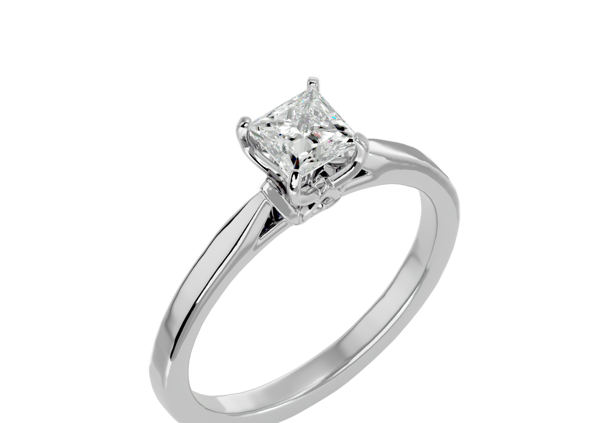 Solitaire Princess Shape Diamond 18K