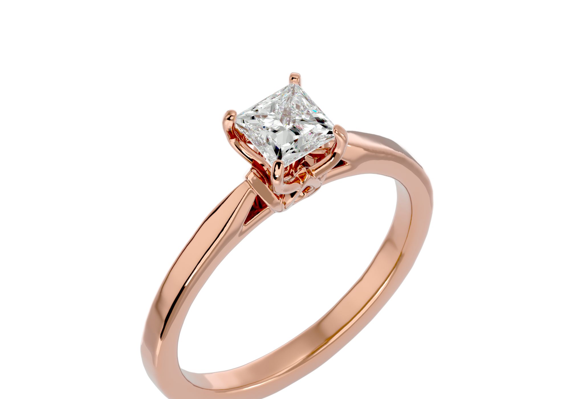 Solitaire Princess Shape Diamond 18K