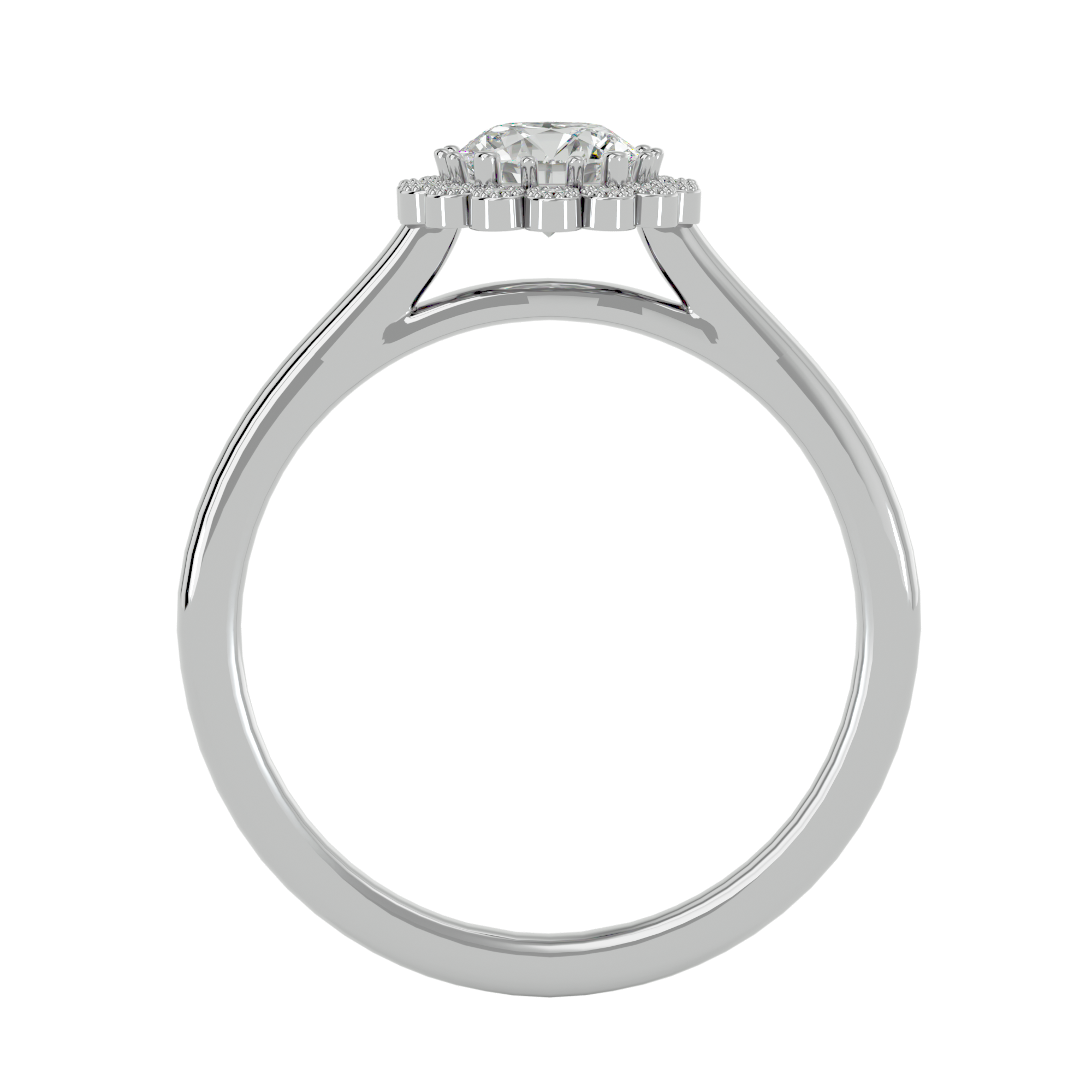 Solitaire flower Shape Halo Diamond Engagement Ring Round 0.5 Carat