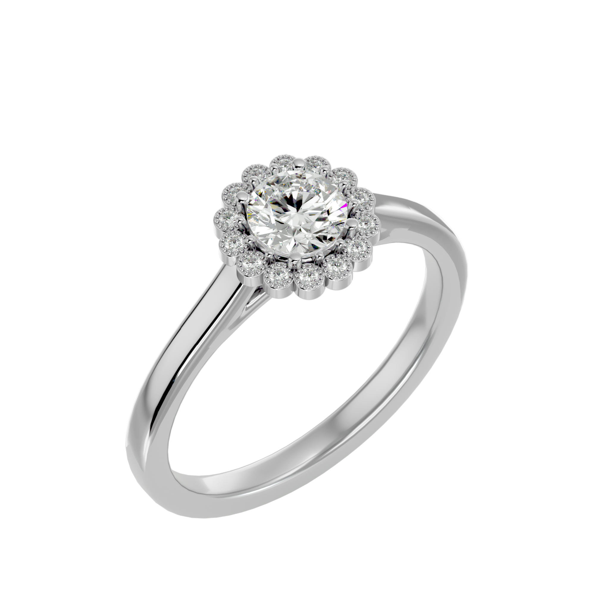Flower shaped diamond engagement 2025 ring