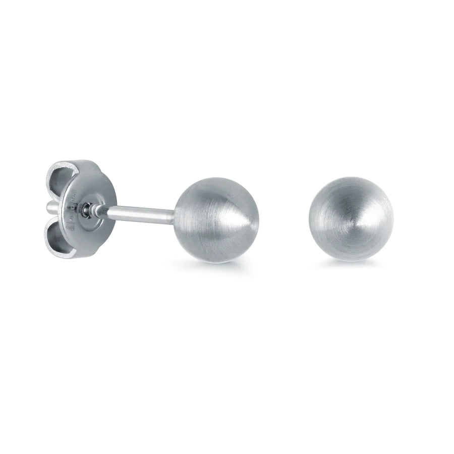 5MM BRUSHED BALL EARRINGS