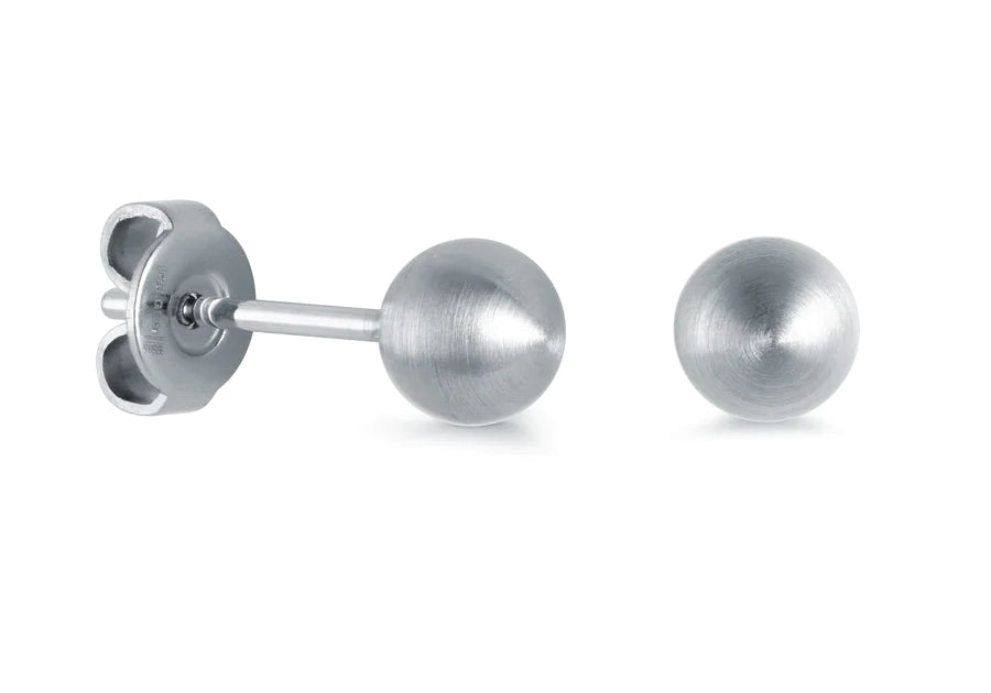 5MM BRUSHED BALL EARRINGS