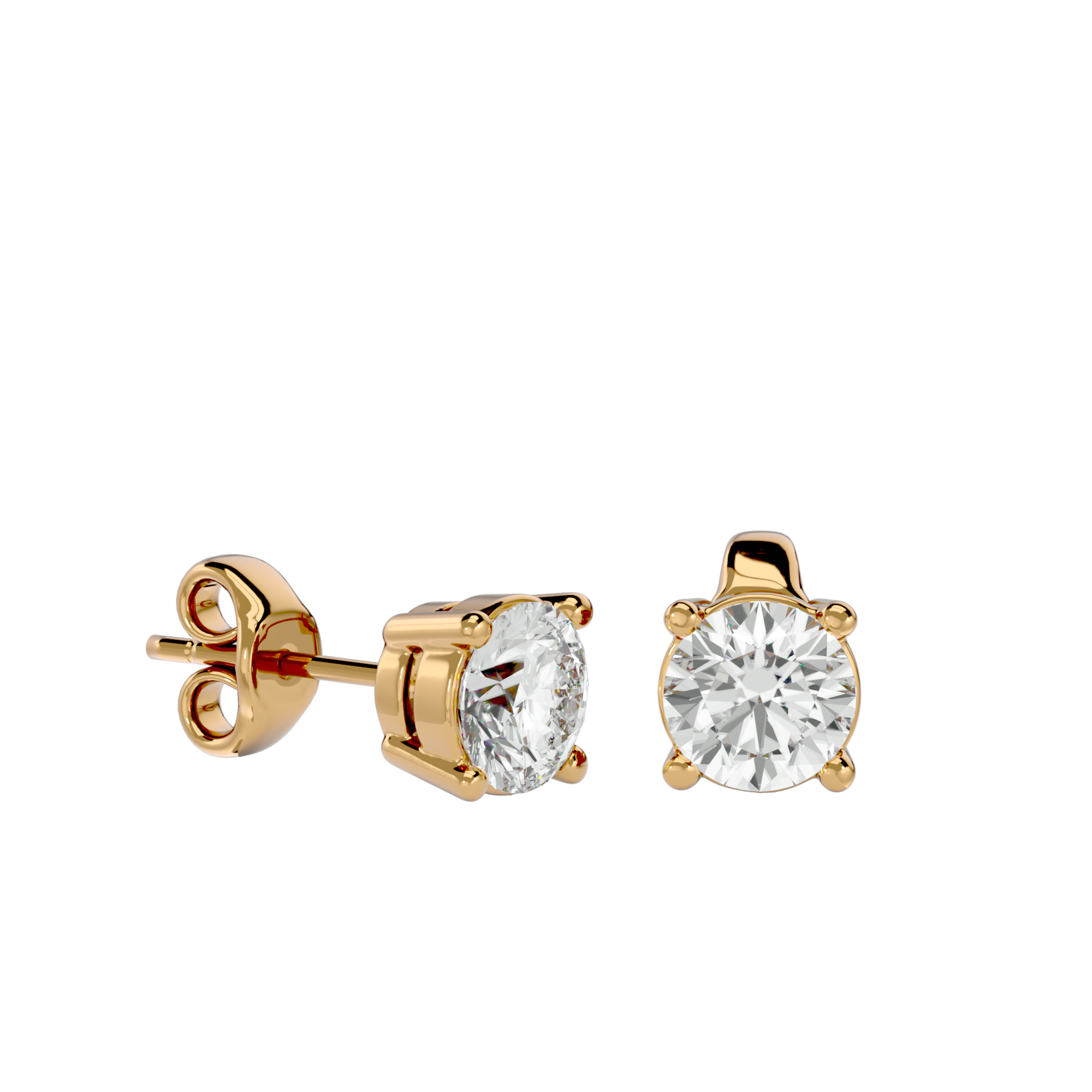 Gold Diamond Stud Earrings