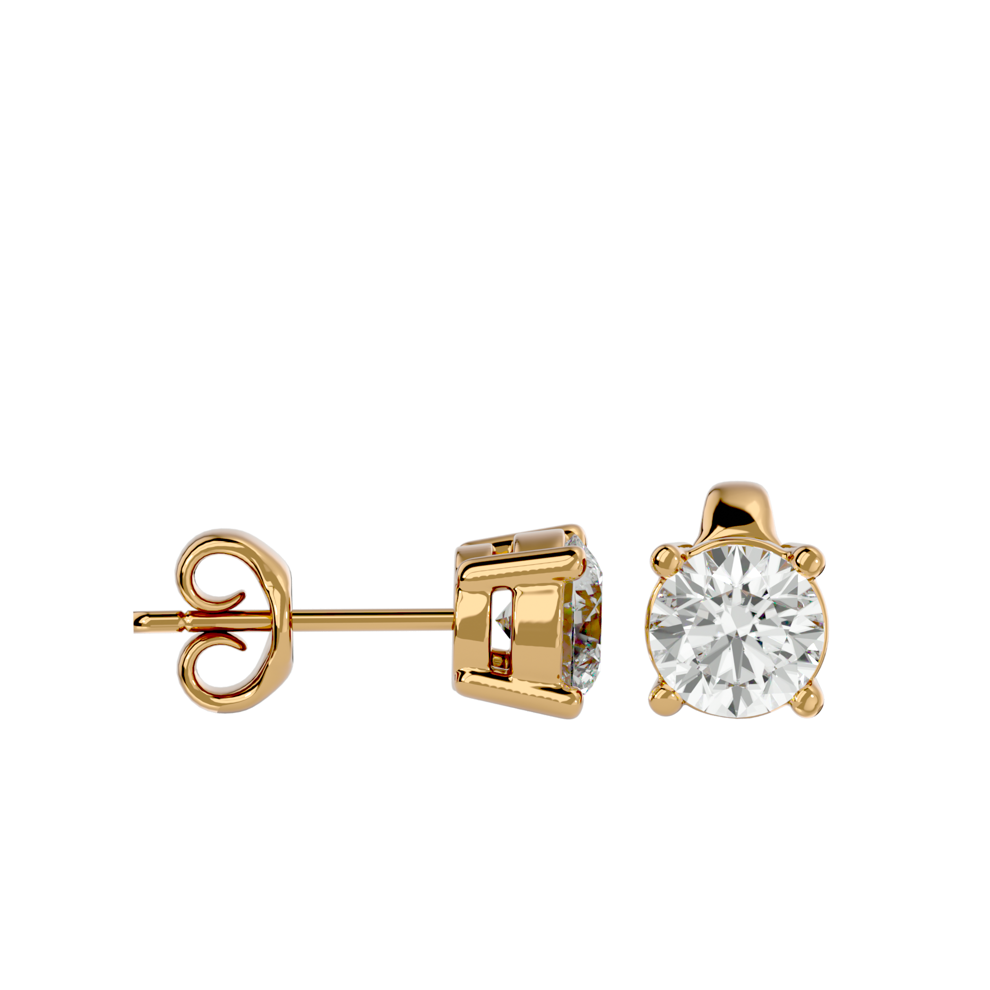 Gold Diamond Stud Earrings