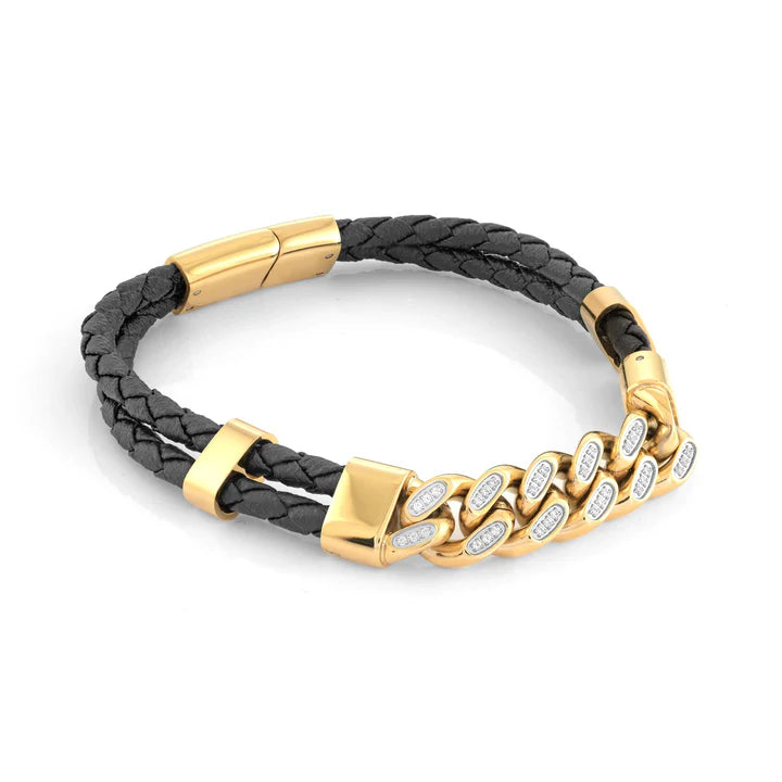 KADEN LEATHER BRACELET SILVER
