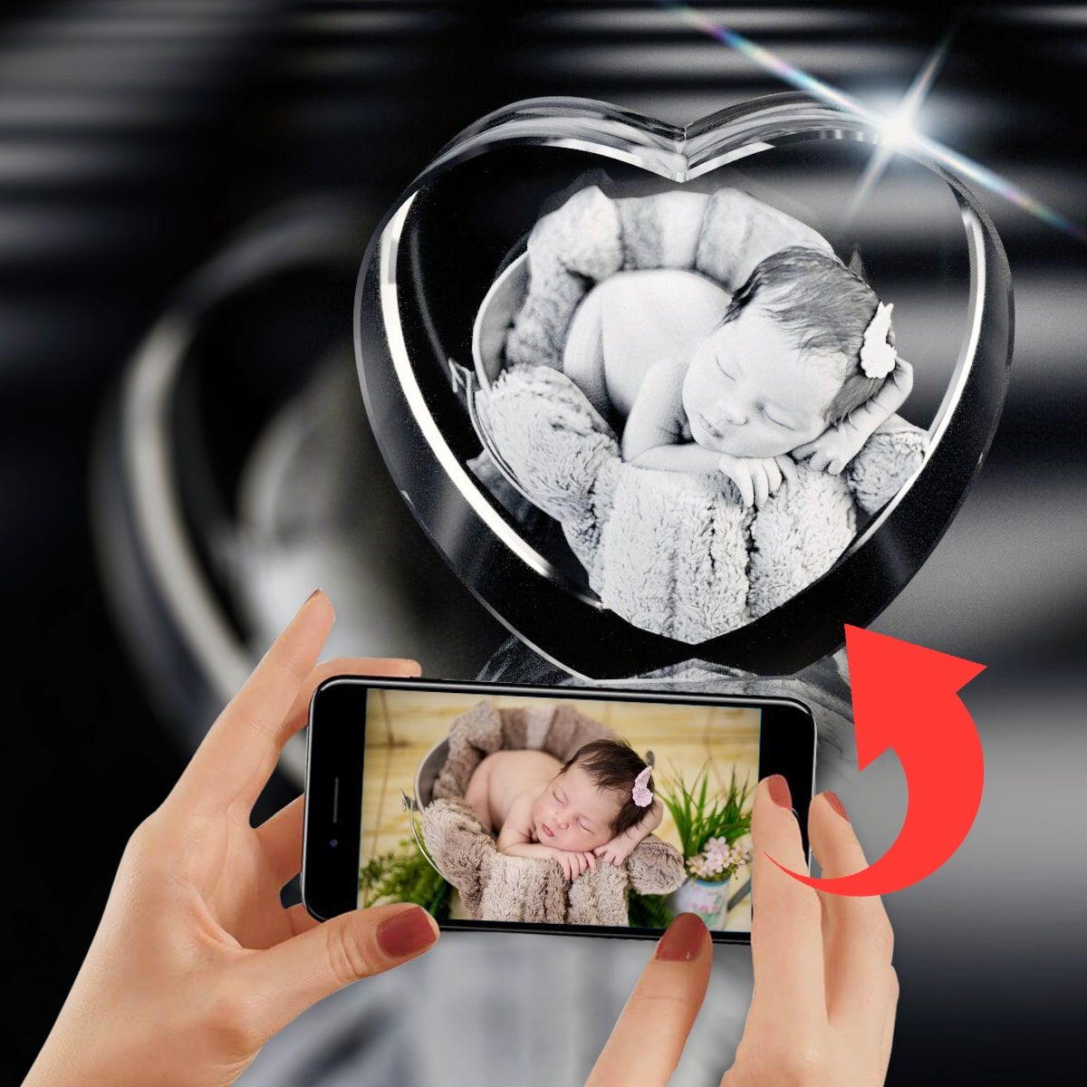 3D Crystal Small Heart 8x7cm 1 person