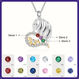Mom Heart Necklace 3 to 6 Stones