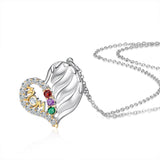 Mom Heart Necklace 3 to 6 Stones