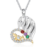 Mom Heart Necklace 3 to 6 Stones