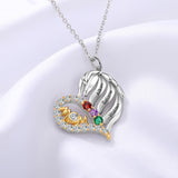 Mom Heart Necklace 3 to 6 Stones
