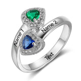 Bague Pierre de Naissance Double Coeur 2 Pierres