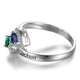 Bague Pierre de Naissance Double Coeur 2 Pierres