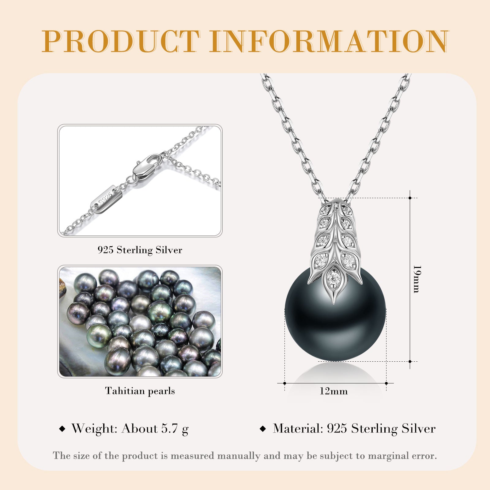 Tahitian Black Pearl Silver Necklace