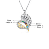 Mom Heart Necklace 3 to 6 Stones