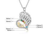 Mom Heart Necklace 3 to 6 Stones