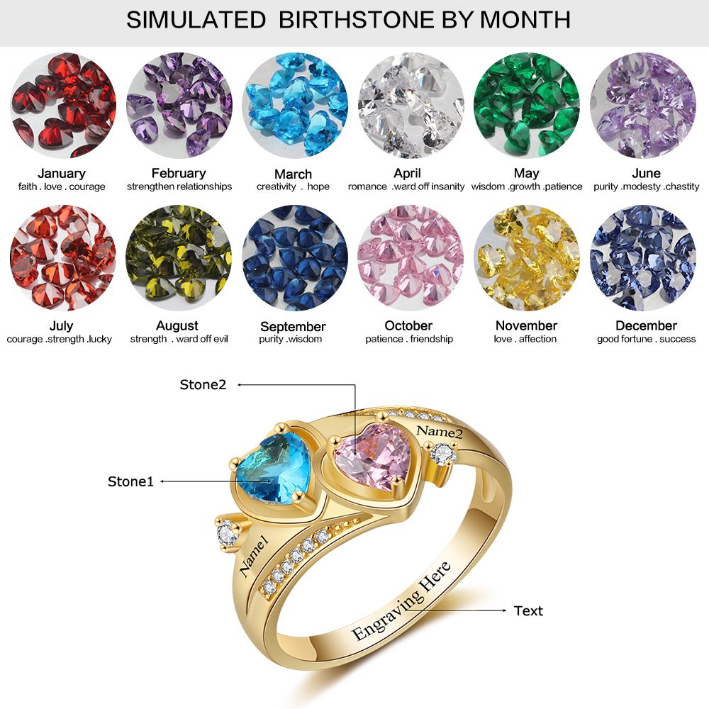 Birthstone & Engraved Sterling Silver Ring