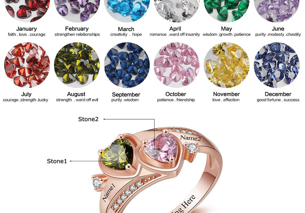 Birthstone & Engraved Sterling Silver Ring