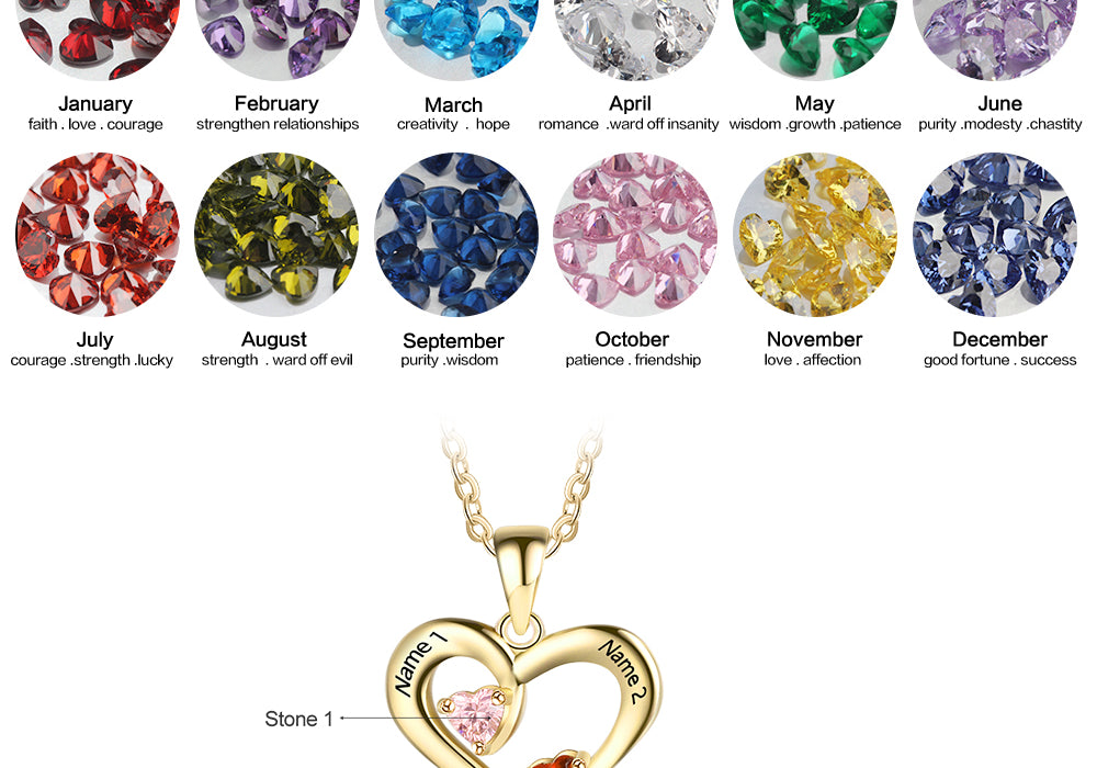 Heart Name Necklace 2 Stones