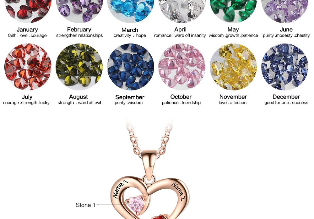 Heart Name Necklace 2 Stones
