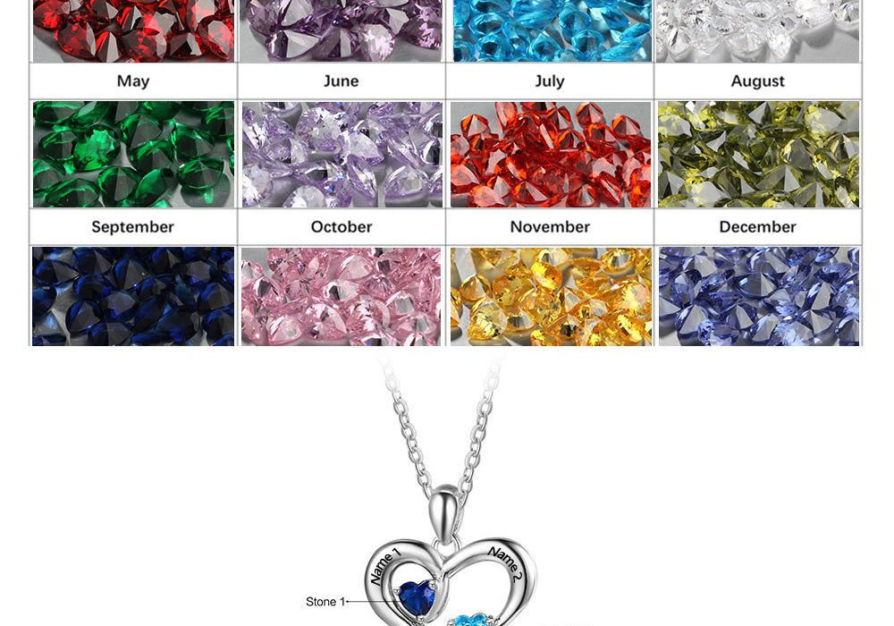 Heart Name Necklace 2 Stones