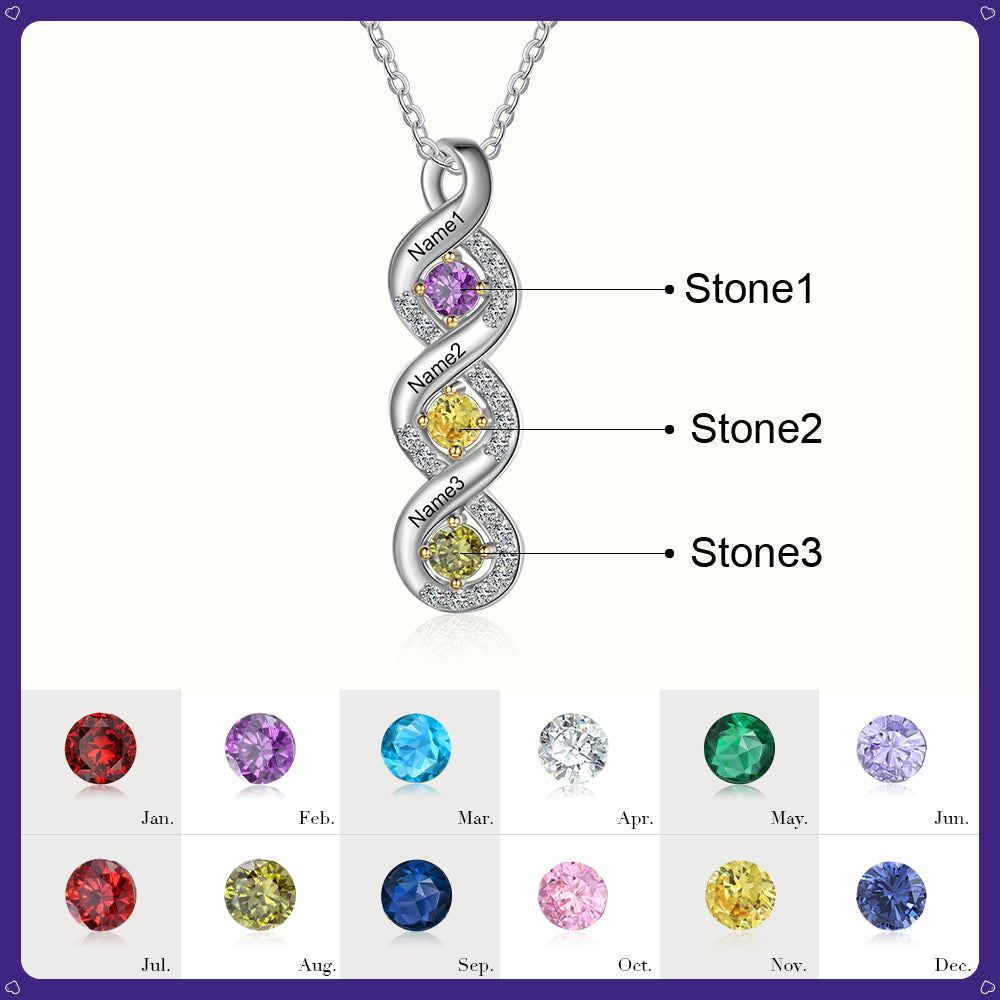 Bar Birthstone Necklace 1 to 5 Stones