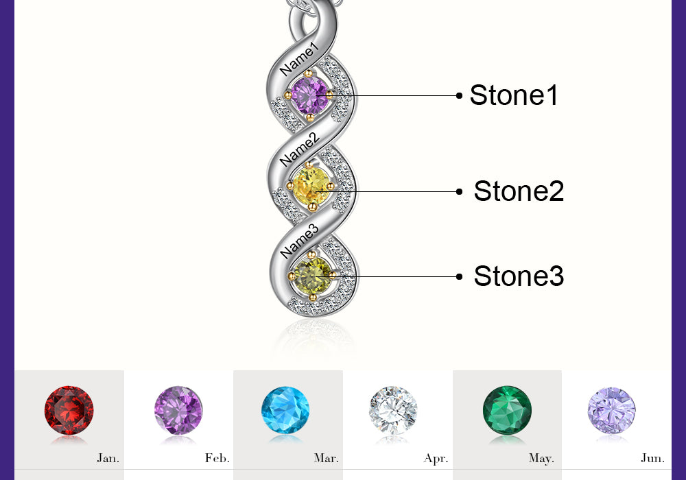 Bar Birthstone Necklace 1 to 5 Stones