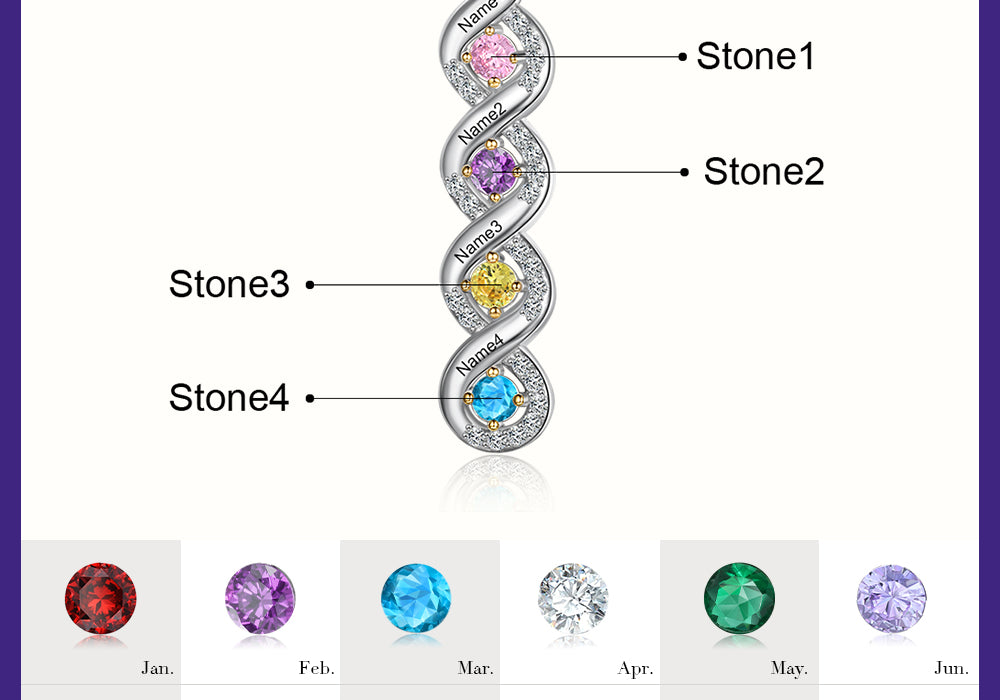 Bar Birthstone Necklace 1 to 5 Stones