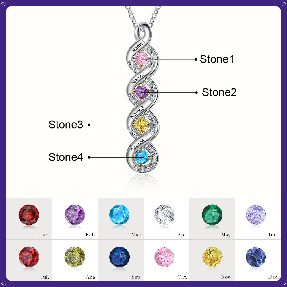 Bar Birthstone Necklace 1 to 5 Stones