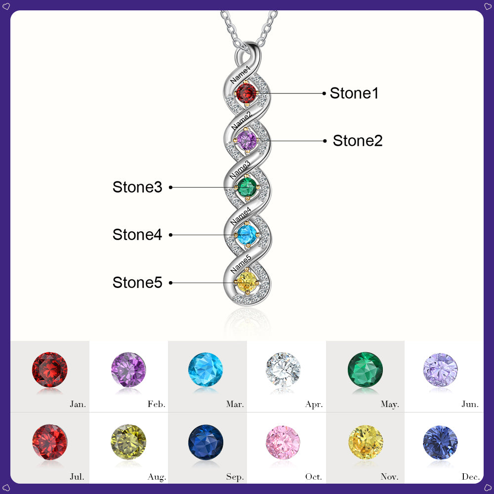 Bar Birthstone Necklace 1 to 5 Stones