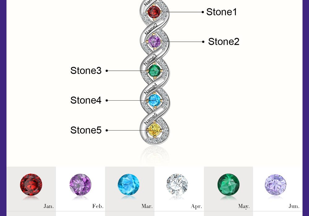 Bar Birthstone Necklace 1 to 5 Stones