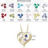 Birthstone Heart Necklace 2 to 4 Stones