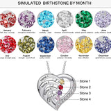 Birthstone Heart Necklace 2 to 4 Stones