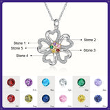 Heart Shape Flower Pendant Necklace 5 to 6 Stones