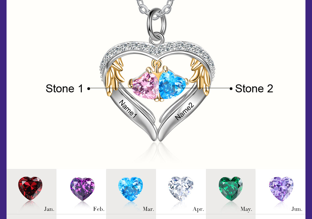 Heart Shape Pendant Necklace 2 to 6 Stones